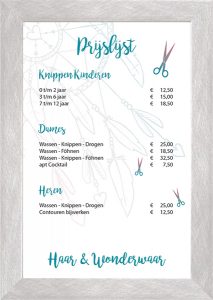 Prijslijst Knippen Haar & Wonderwaar
