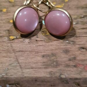 gouden ronde oorbellen met roze dots